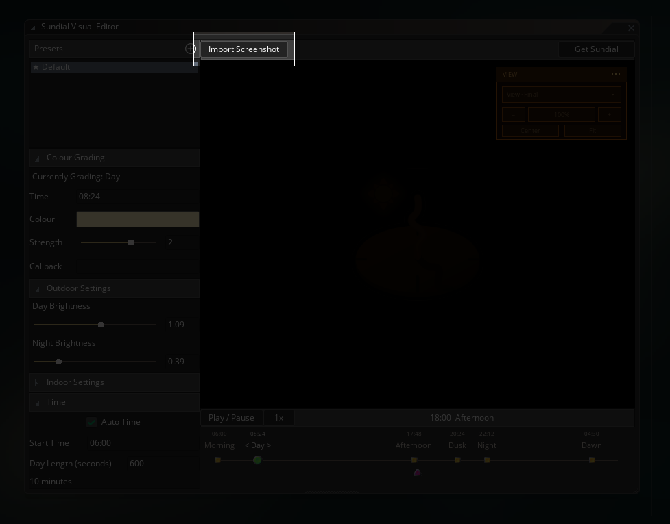 Sundial import button highlighted