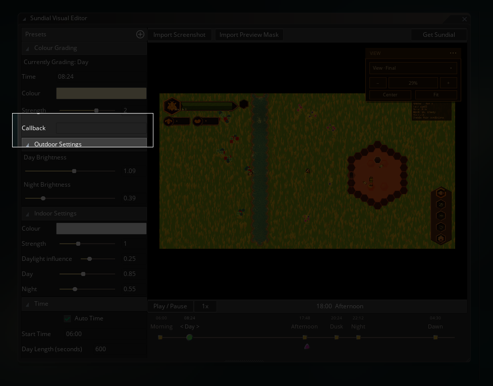 Sundial callback field highlighted